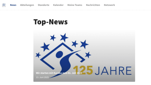 Logo mit der Zahl 125 und menschlicher Silhouette, umgeben von blauen Sternen, für Jahrestag 2025.