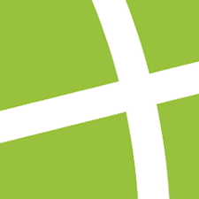 Grünes Logo mit strukturiertem Hintergrund und weißem, abgerundetem Kreuzdesign.