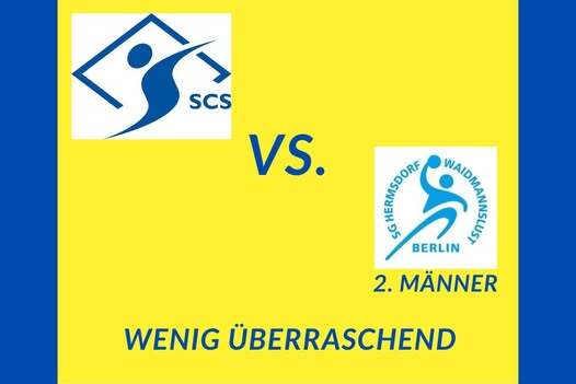 Grafik mit dem Titel „Spielbericht vom 15.12.24“ zeigt Logos von SCS und SG Hermsdorf/Waidmannslust sowie den Text „wenig überraschend“.