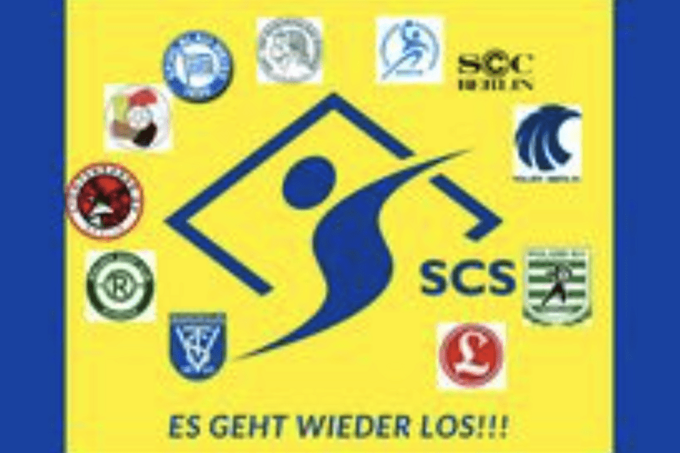 Grafik f&uuml;r die Saison 2024/25 der Handball-Landesliga M&auml;nner B mit Vereinslogos auf gelbem Hintergrund.