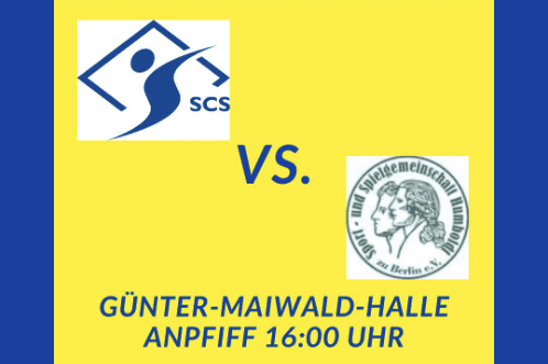 Ank&uuml;ndigung eines Handball-Heimspiels zwischen SCS und der Spielgemeinschaft am 19.01.2025 in der G&uuml;nter-Maiwald-Halle.
