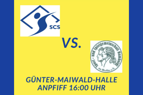 Ank&uuml;ndigung eines Handball-Heimspiels zwischen SCS und der Spielgemeinschaft am 19.01.2025 in der G&uuml;nter-Maiwald-Halle.