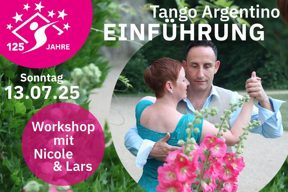 Teasermotiv Tango Argentino Workshops mit Nicole und Lars  So 13.07.2025 im SC Siemensstadt