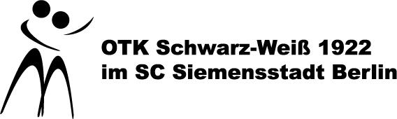 Logo des OTK Schwarz-Wei&szlig; 1922 im SC Siemensstadt Berlin mit stilisierten Figuren und dem Vereinsnamen.