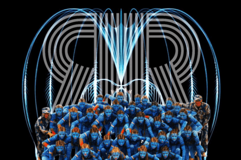 Einladung zur Reverse Gala unBEATable mit Akrobatikshowteam REVERSE auf schwarzem Hintergrund und leuchtenden Designelementen.