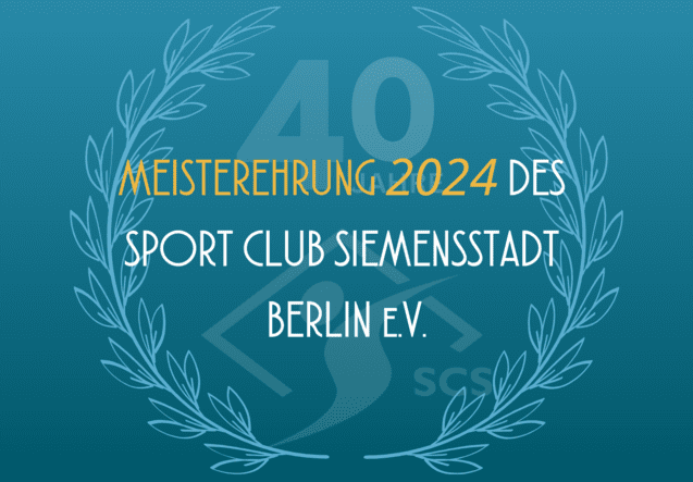 Grafik zur Meisterehrung 2024 des Sport Club Siemensstadt Berlin e.V. mit einem Lorbeerkranz und dem Schriftzug "40".
