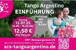 Informationsgrafik f&uuml;r einen Tango Argentino Workshop mit Datum, Uhrzeit, Preisen und Kontaktdaten.