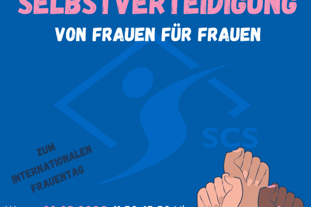 Banner f&uuml;r Selbstverteidigungskurs von Frauen f&uuml;r Frauen, inklusive Datum, Uhrzeit und Ort in Berlin.